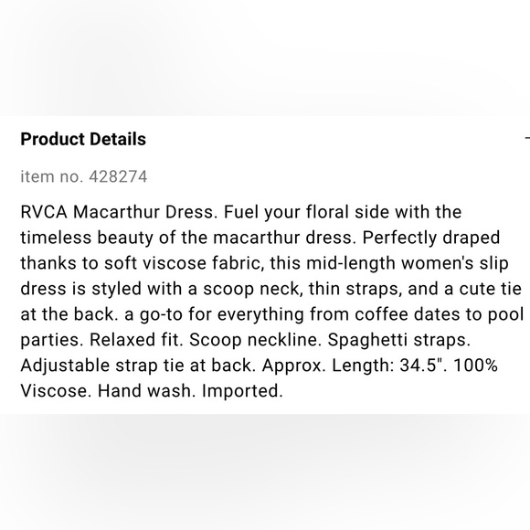 NWT RVCA Macarthur Mini Dress - Picture 6 of 6